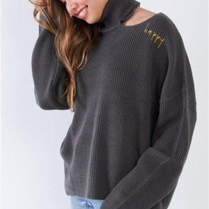 Charcoal Oversized Knit Sweater